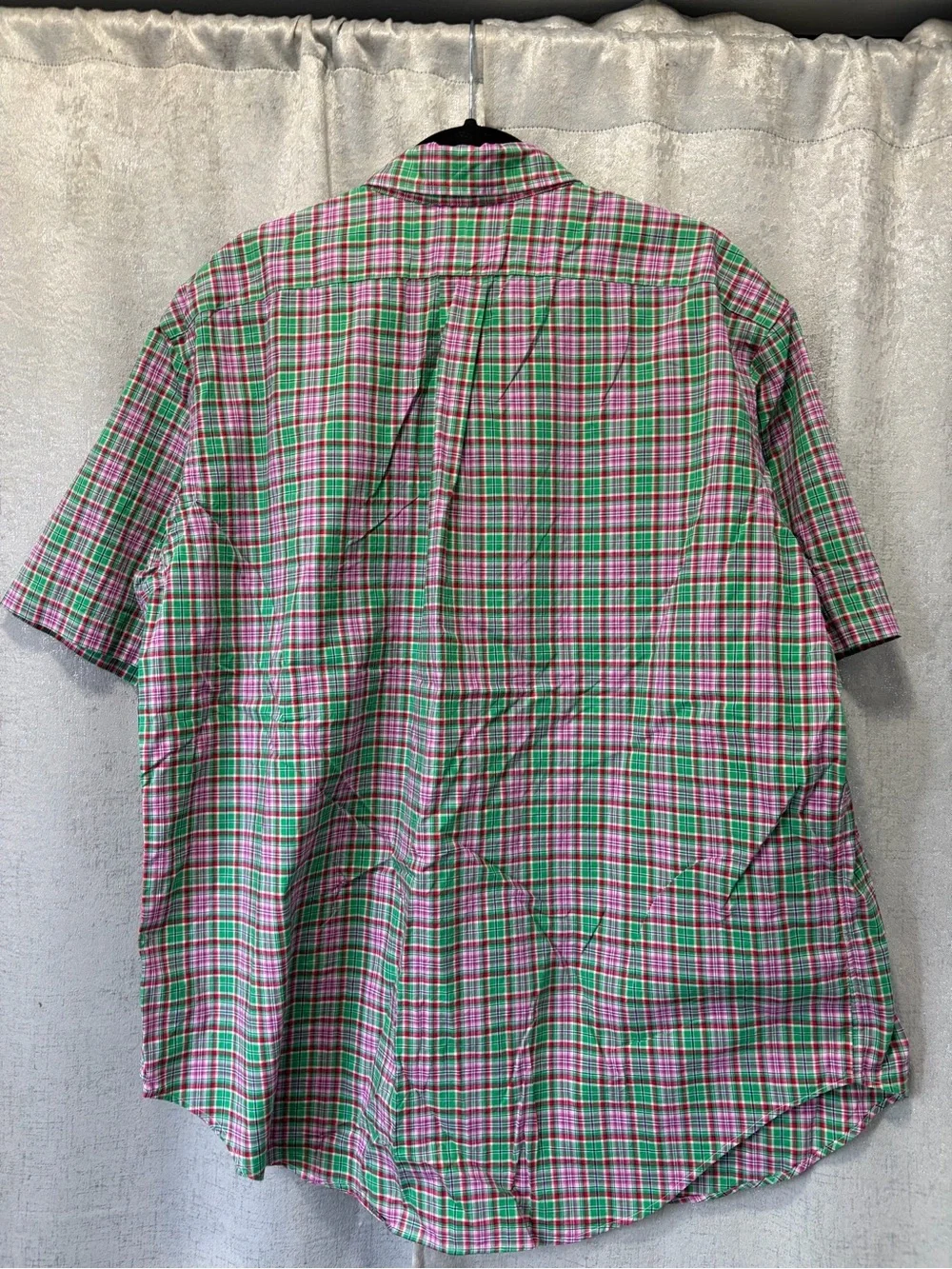 Ralph Lauren Green, Pink & White Plaid Button-Down Shirt vintage 90s